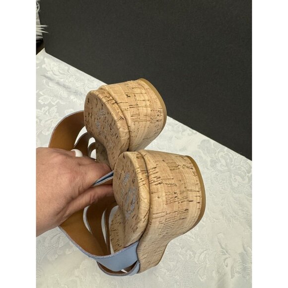 Kork Ease Size 8M Menzie Blue Leather Slip On Wedge Comfort Sandal Comfort - Picture 5 of 12
